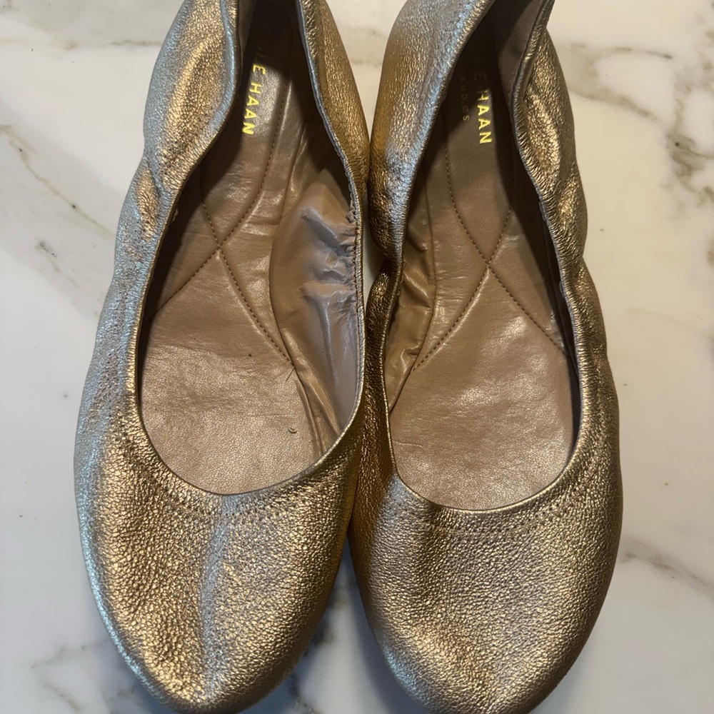 Cole Haan Zero Grand Metallic Gold Ballet Flats